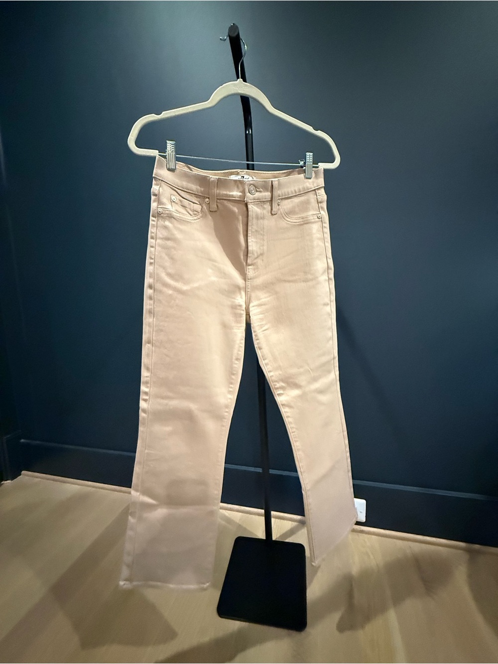 7 For All Mankind Straight Leg Jeans — Cream
